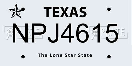 NPJ4615 Texas License Plate