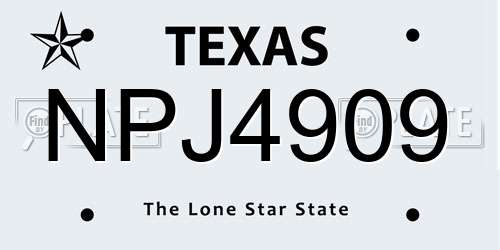 NPJ4909 Texas License Plate