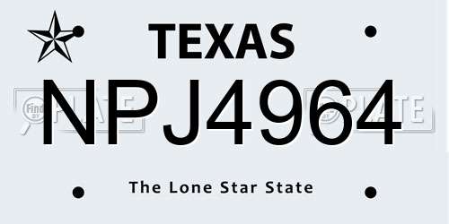 NPJ4964 Texas License Plate