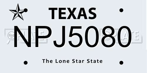 NPJ5080 Texas License Plate