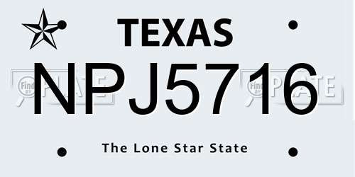 NPJ5716 Texas License Plate