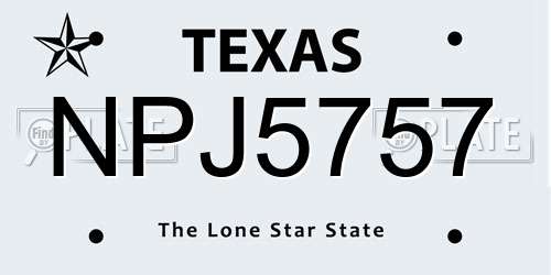NPJ5757 Texas License Plate