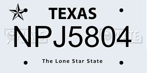 NPJ5804 Texas License Plate