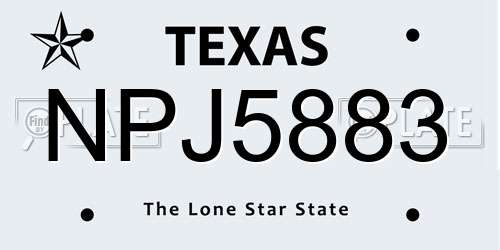 NPJ5883 Texas License Plate