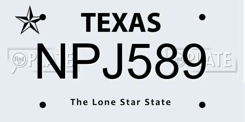 NPJ589 Texas License Plate