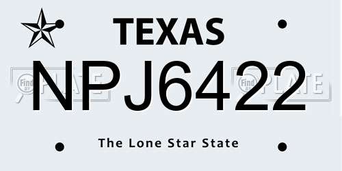 NPJ6422 Texas License Plate