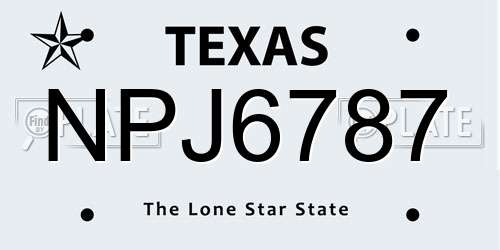 NPJ6787 Texas License Plate