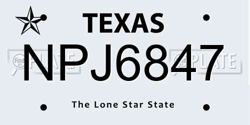 NPJ6847 Texas License Plate