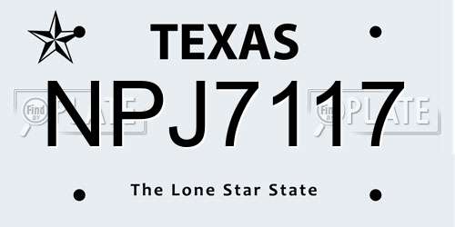 NPJ7117 Texas License Plate