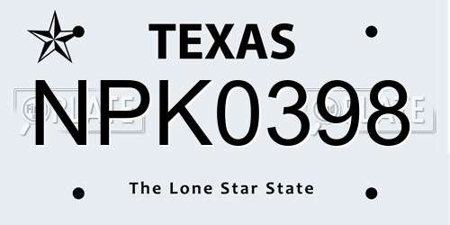 NPK0398 Texas License Plate