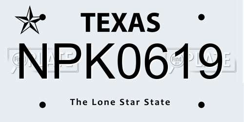 NPK0619 Texas License Plate