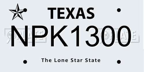 NPK1300 Texas License Plate