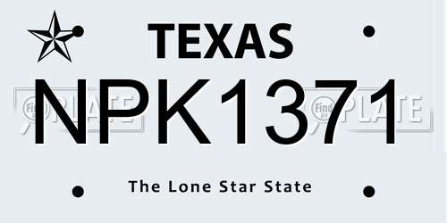 NPK1371 Texas License Plate