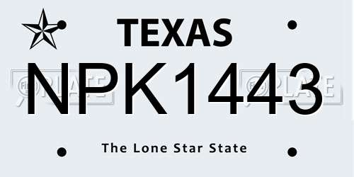 NPK1443 Texas License Plate