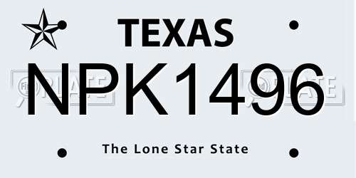 NPK1496 Texas License Plate