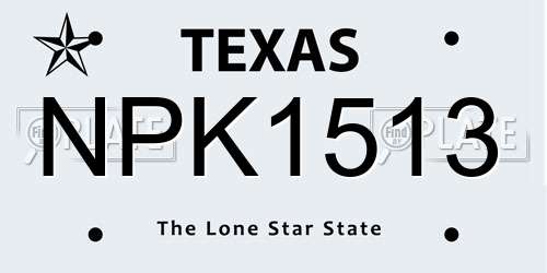 NPK1513 Texas License Plate