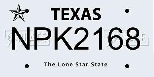 NPK2168 Texas License Plate