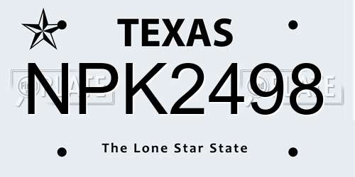 NPK2498 Texas License Plate