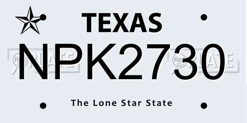 NPK2730 Texas License Plate