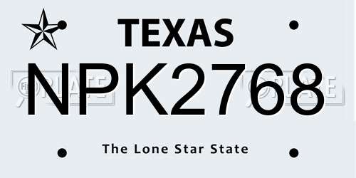 NPK2768 Texas License Plate