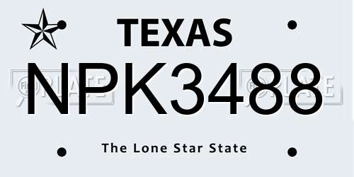 NPK3488 Texas License Plate