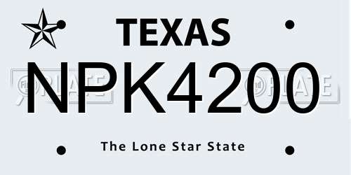 NPK4200 Texas License Plate