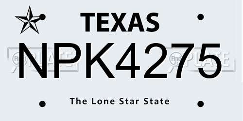 NPK4275 Texas License Plate