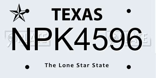 NPK4596 Texas License Plate