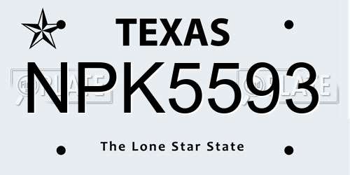 NPK5593 Texas License Plate