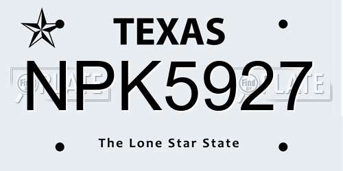 NPK5927 Texas License Plate