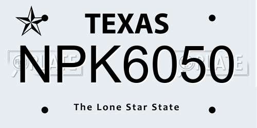 NPK6050 Texas License Plate