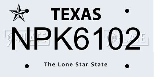 NPK6102 Texas License Plate
