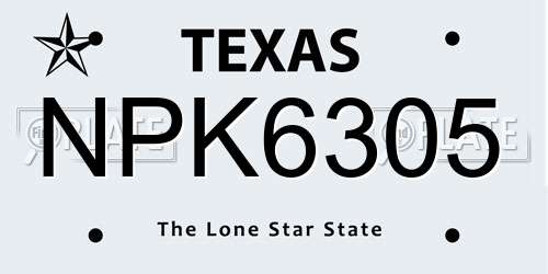 NPK6305 Texas License Plate