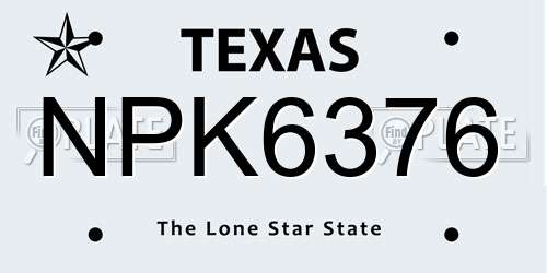 NPK6376 Texas License Plate