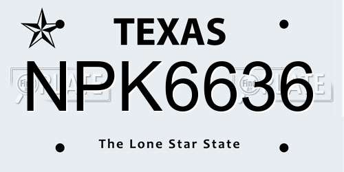 NPK6636 Texas License Plate
