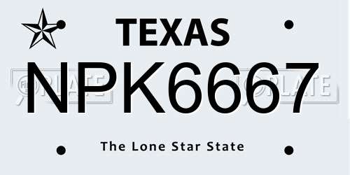 NPK6667 Texas License Plate