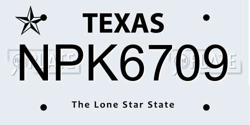 NPK6709 Texas License Plate