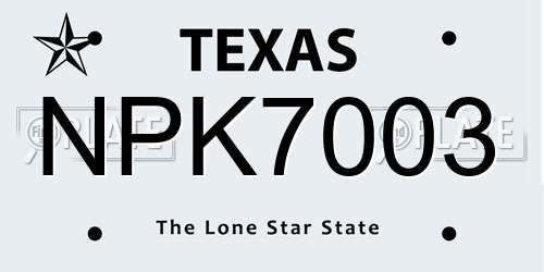 NPK7003 Texas License Plate