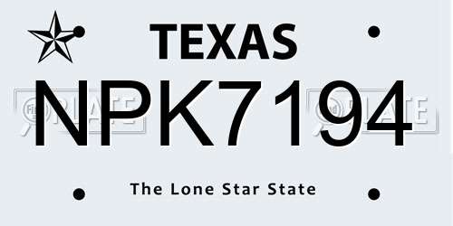NPK7194 Texas License Plate