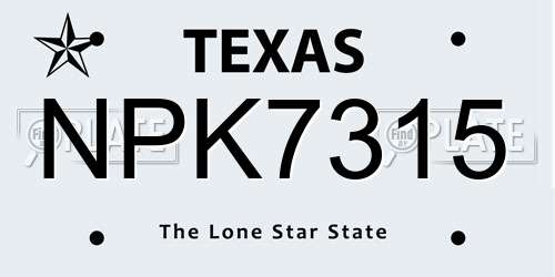 NPK7315 Texas License Plate