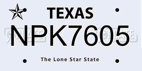 NPK7605 Texas License Plate