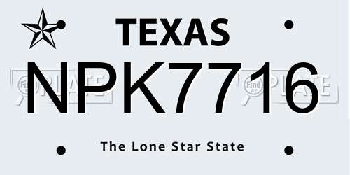 NPK7716 Texas License Plate