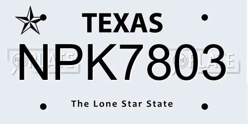 NPK7803 Texas License Plate