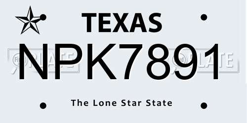 NPK7891 Texas License Plate