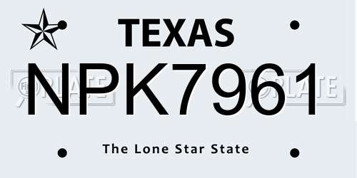 NPK7961 Texas License Plate