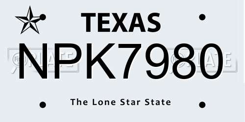 NPK7980 Texas License Plate