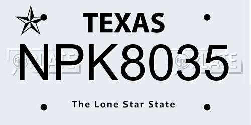 NPK8035 Texas License Plate