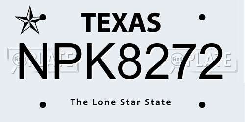 NPK8272 Texas License Plate