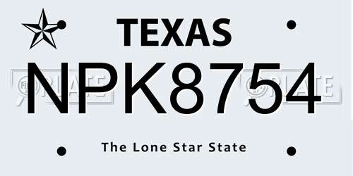 NPK8754 Texas License Plate