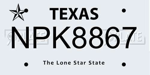 NPK8867 Texas License Plate